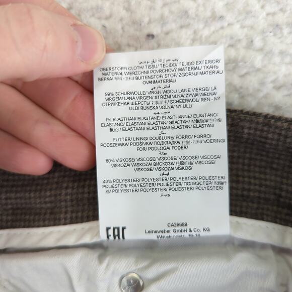 Brax Cooper Fancy Regular Fit Brown Wool Stretch Pants Slim Men's Size 38/36 - Picture 10 of 10